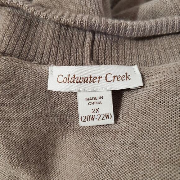 Coldwater Creek Wool Open Knit Cardigan Sweater Womens Size 2X Light Beige Tan - Picture 6 of 9